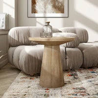 Table d'appoint piédestal ronde moderne en bois massif Vitten de Furniture of America