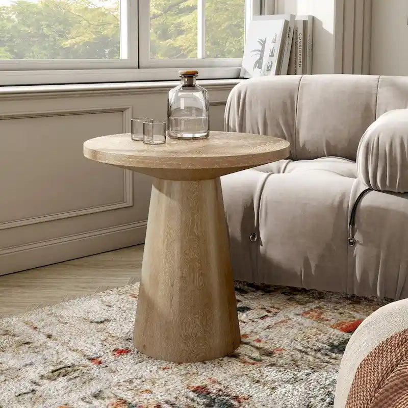 Table d'appoint piédestal ronde moderne en bois massif Vitten de Furniture of America