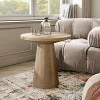 Table d'appoint piédestal ronde moderne en bois massif Vitten de Furniture of America
