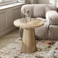 Table d'appoint piédestal ronde moderne en bois massif Vitten de Furniture of America