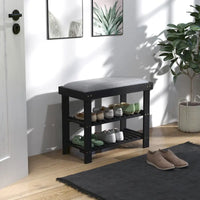 Banc à chaussures en bambou HOMCOM, banc d'entrée à 3 niveaux avec rangement et coussin, organiseur de chaussures pour entrée, couloir