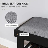 Banc à chaussures en bambou HOMCOM, banc d'entrée à 3 niveaux avec rangement et coussin, organiseur de chaussures pour entrée, couloir