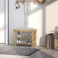 Banc à chaussures en bambou HOMCOM, banc d'entrée à 3 niveaux avec rangement et coussin, organiseur de chaussures pour entrée, couloir