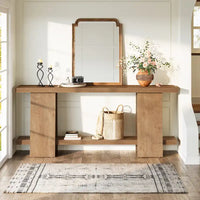 Grande table de canapé de 180 cm, console moderne à 2 niveaux pour entrée – 180 L x 30 l x 85 H