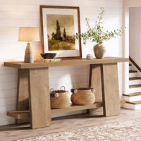 Grande table de canapé de 180 cm, console moderne à 2 niveaux pour entrée – 180 L x 30 l x 85 H
