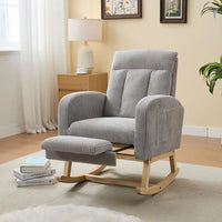 Fauteuil à bascule moderne avec pieds en bois massif, fauteuil à bascule rembourré pour chambre de bébé