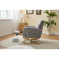 Fauteuil à bascule moderne avec pieds en bois massif, fauteuil à bascule rembourré pour chambre de bébé