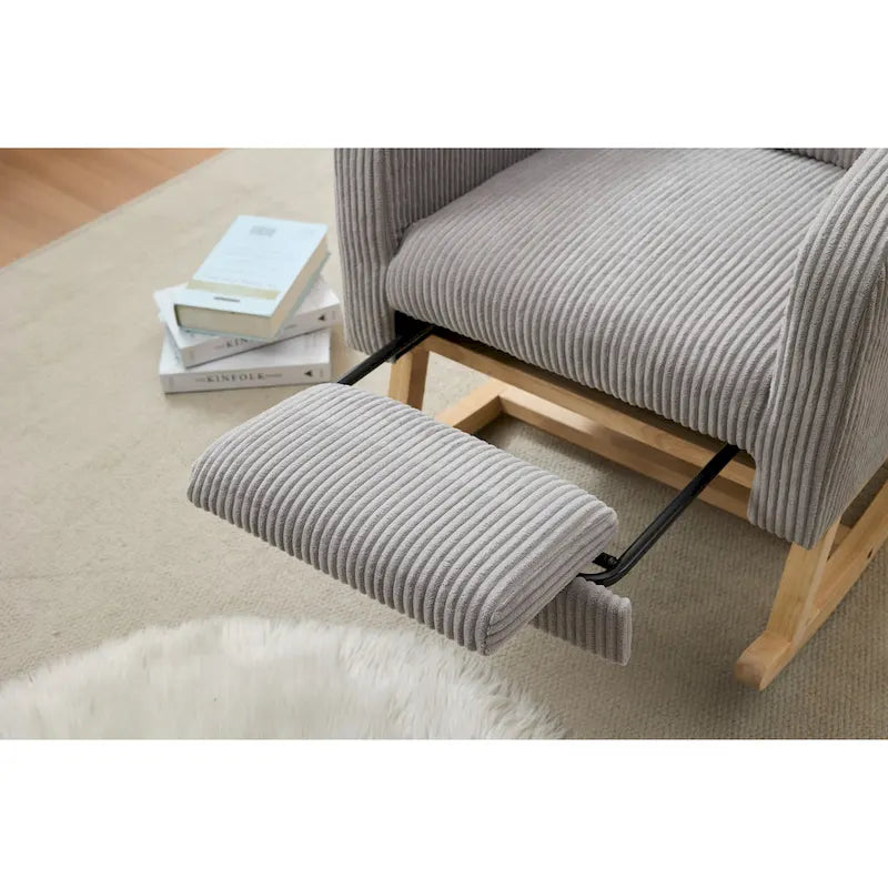 Fauteuil à bascule moderne avec pieds en bois massif, fauteuil à bascule rembourré pour chambre de bébé