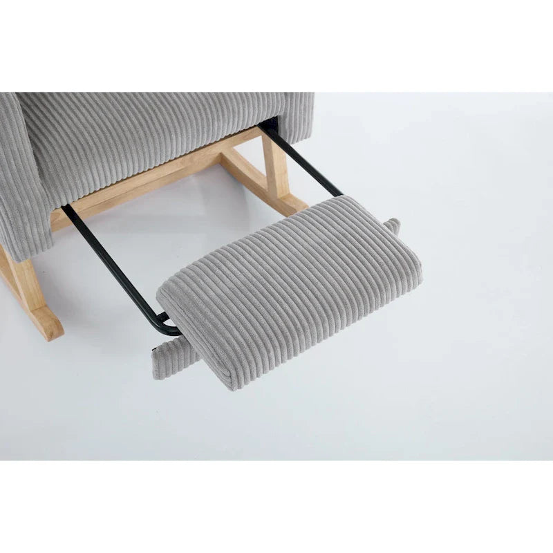 Fauteuil à bascule moderne avec pieds en bois massif, fauteuil à bascule rembourré pour chambre de bébé