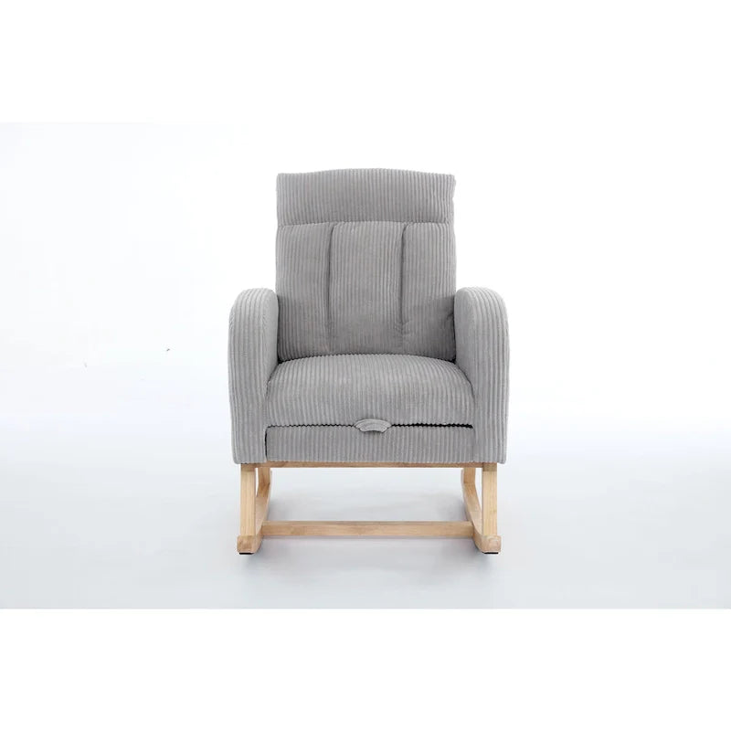 Fauteuil à bascule moderne avec pieds en bois massif, fauteuil à bascule rembourré pour chambre de bébé