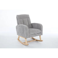 Fauteuil à bascule moderne avec pieds en bois massif, fauteuil à bascule rembourré pour chambre de bébé