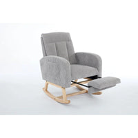 Fauteuil à bascule moderne avec pieds en bois massif, fauteuil à bascule rembourré pour chambre de bébé