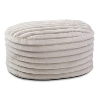 Grand pouf ottoman en fausse fourrure côtelée en peluche - 35 - Gris
