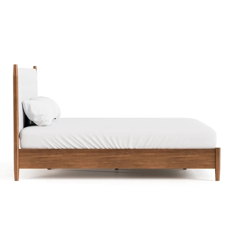 Ensemble de chambre à coucher 3 pièces en tissu bouclé, plateforme et style mid-century Beau de Furniture of America