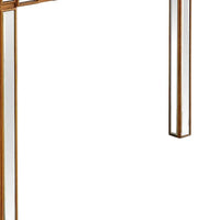Console rectangulaire dorée à miroir et base en verre à quatre pieds - 43 L x 14 l x 31 H
