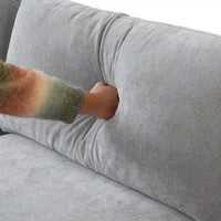 Canapé sectionnel minimaliste en lin canapé nuage garni de duvet, canapé à assise profonde en forme de U avec coussins