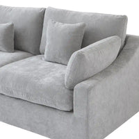 Canapé sectionnel minimaliste en lin canapé nuage garni de duvet, canapé à assise profonde en forme de U avec coussins