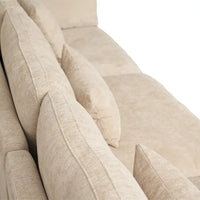 Canapé sectionnel minimaliste en lin canapé nuage garni de duvet, canapé à assise profonde en forme de U avec coussins
