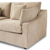 Canapé sectionnel minimaliste en lin canapé nuage garni de duvet, canapé à assise profonde en forme de U avec coussins