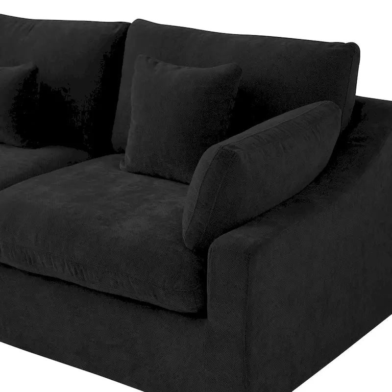 Canapé sectionnel minimaliste en lin canapé nuage garni de duvet, canapé à assise profonde en forme de U avec coussins