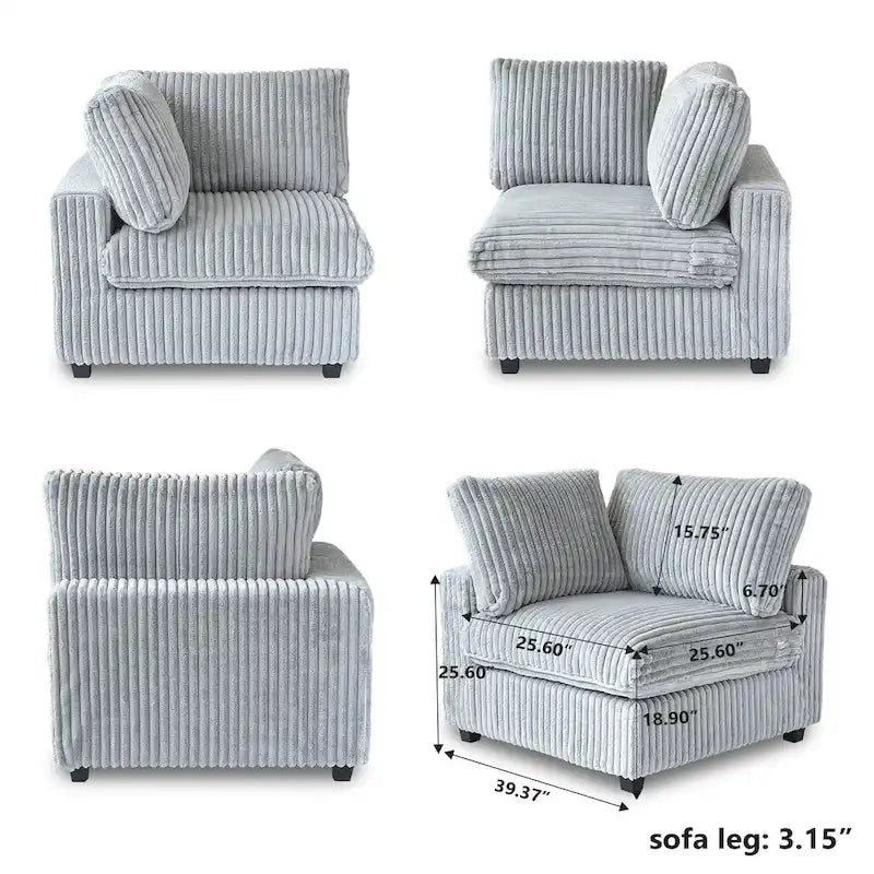 Canapé sectionnel modulable 157.48, canapé-lit moderne à assise profonde pour salon
