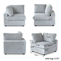 Canapé sectionnel modulable 157.48, canapé-lit moderne à assise profonde pour salon