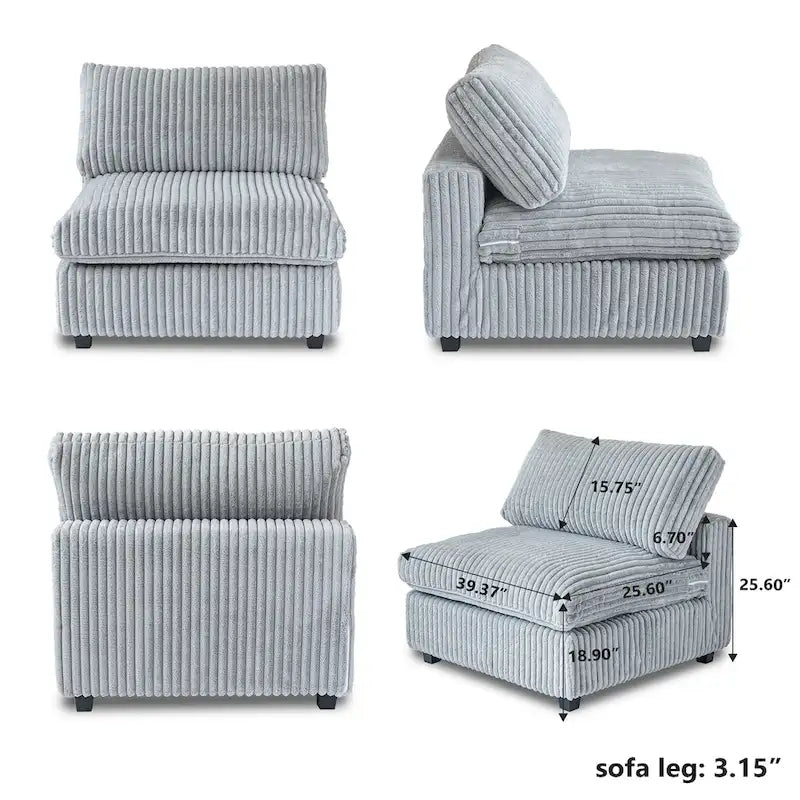 Canapé sectionnel modulable 157.48, canapé-lit moderne à assise profonde pour salon
