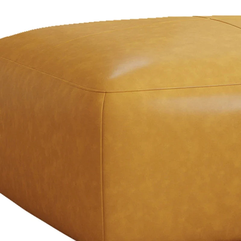 Ottoman en cuir véritable, Pouf rembourré pour salon