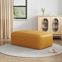 Pouf en cuir véritable, banc capitonné de 109 cm pour salon et chambre à coucher