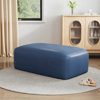 Pouf en cuir véritable, banc capitonné de 109 cm pour salon et chambre à coucher