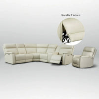 Ensemble Canapé Sectionnel Inclinable Électrique en Cuir Véritable 105 pouces de large avec Triple Motorisation Électrique, Console Unique, Ports USB et USB-C