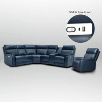 Ensemble Canapé Sectionnel Inclinable Électrique en Cuir Véritable 105 pouces de large avec Triple Motorisation Électrique, Console Unique, Ports USB et USB-C