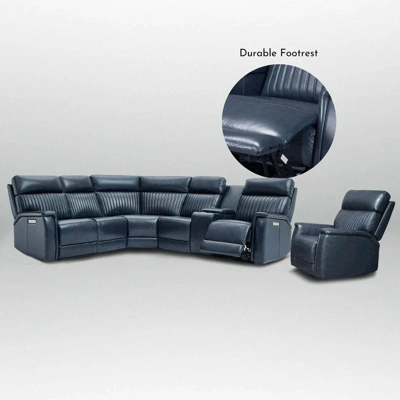 Ensemble Canapé Sectionnel Inclinable Électrique en Cuir Véritable 105 pouces de large avec Triple Motorisation Électrique, Console Unique, Ports USB et USB-C