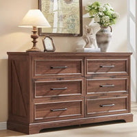 Commode de chambre à 6 tiroirs style ferme, meuble de rangement, meuble TV