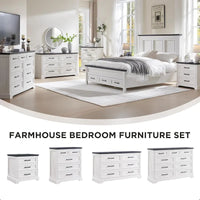 Commode de chambre à 6 tiroirs style ferme, meuble de rangement, meuble TV