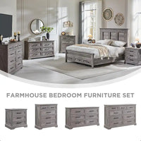Commode de chambre à 6 tiroirs style ferme, meuble de rangement, meuble TV
