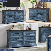 Commode de chambre à 6 tiroirs style ferme, meuble de rangement, meuble TV