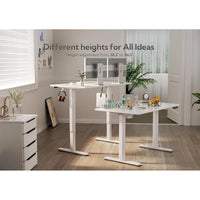 Claiks Bureau debout en verre, bureau debout blanc à hauteur réglable