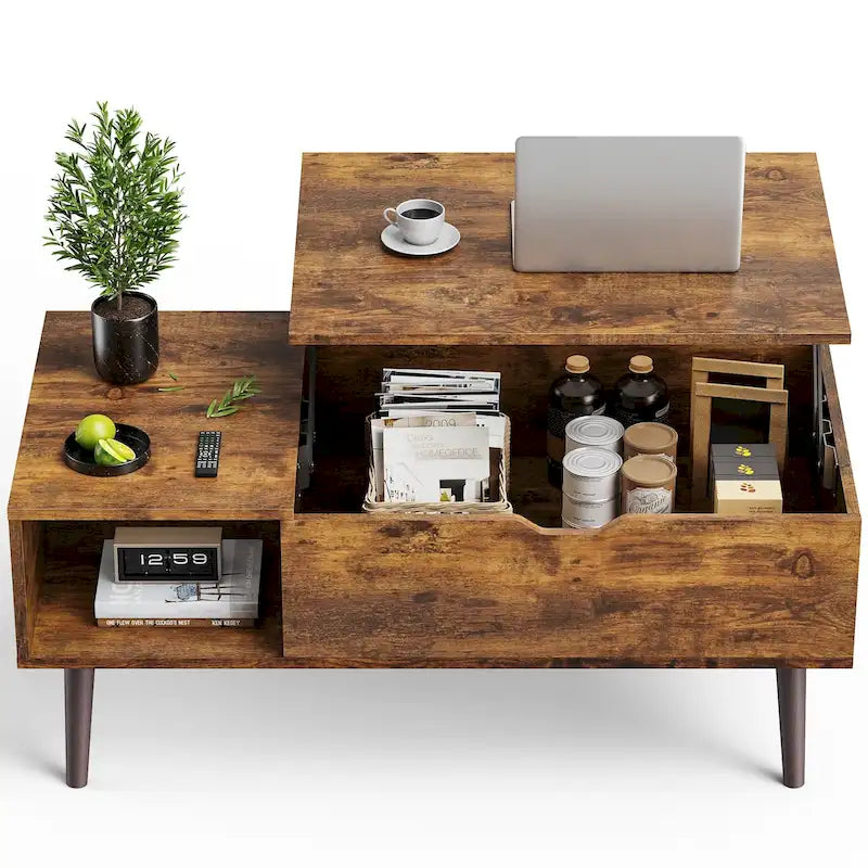 Sweetcrispy Tables basses de rangement en bois à plateau relevable