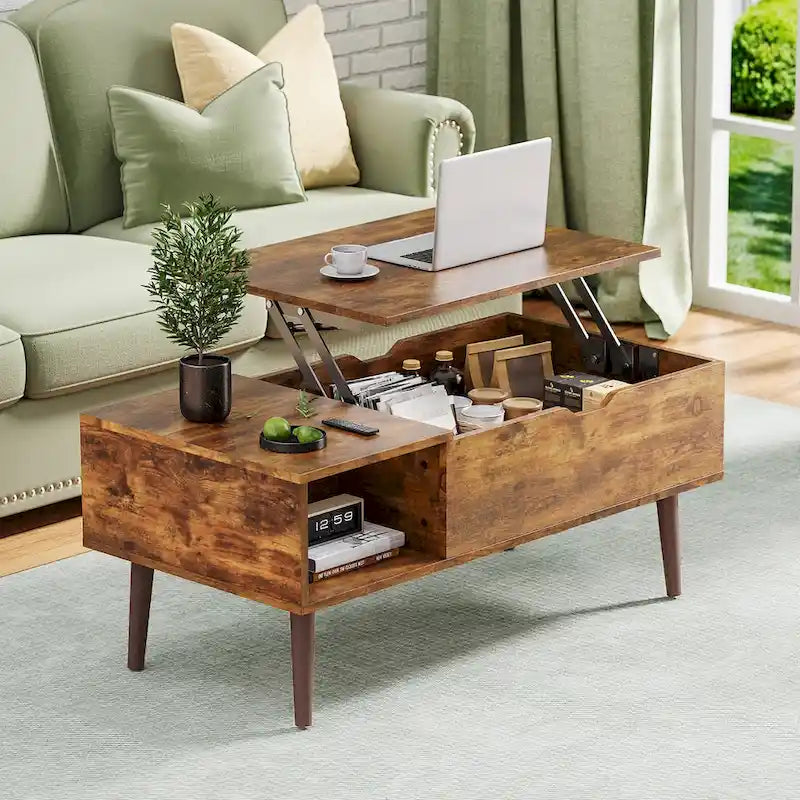 Sweetcrispy Tables basses de rangement en bois à plateau relevable