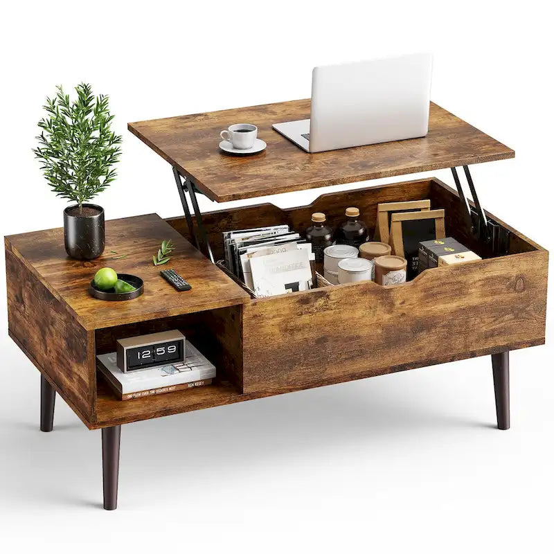 Sweetcrispy Tables basses de rangement en bois à plateau relevable
