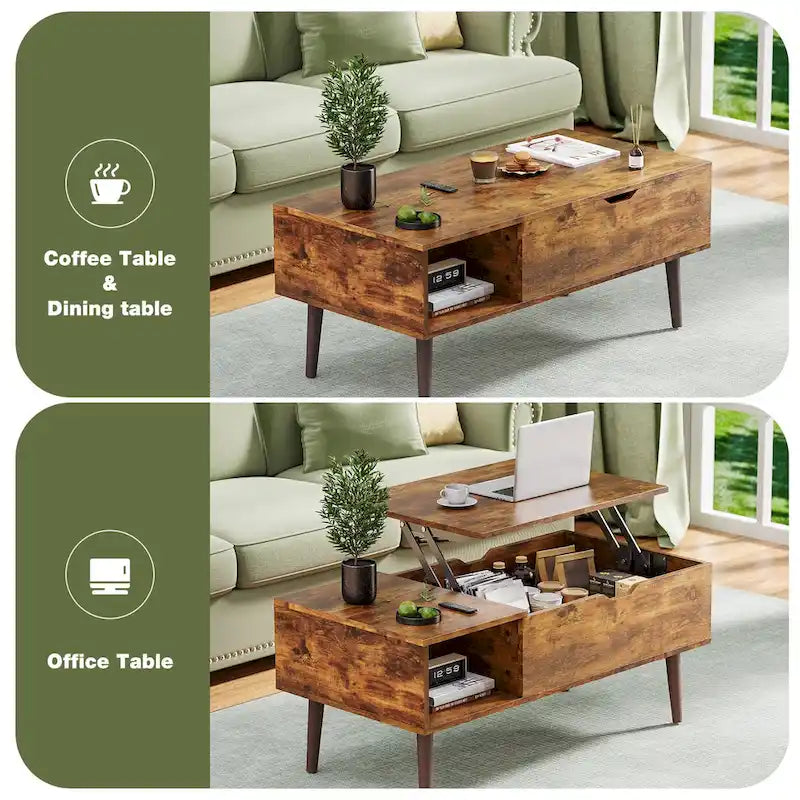 Sweetcrispy Tables basses de rangement en bois à plateau relevable
