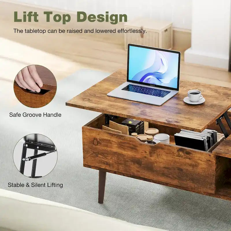 Sweetcrispy Tables basses de rangement en bois à plateau relevable