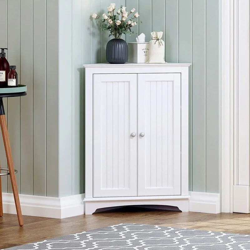 Meuble d'angle bas à deux portes et étagères – 12.4P x 23.62L x 31.89H