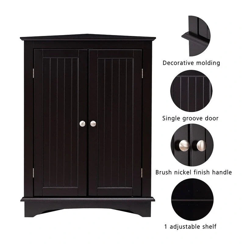 Meuble d'angle bas à deux portes et étagères – 12.4P x 23.62L x 31.89H