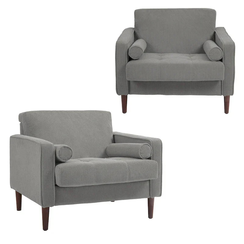 Fauteuils d'appoint modernes rembourrés, larges fauteuils en velours côtelé pour le salon