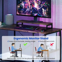 Bureau de Jeu en Forme de L Costway avec Bande LED et Prises de Courant, avec Huche - Voir Détails
