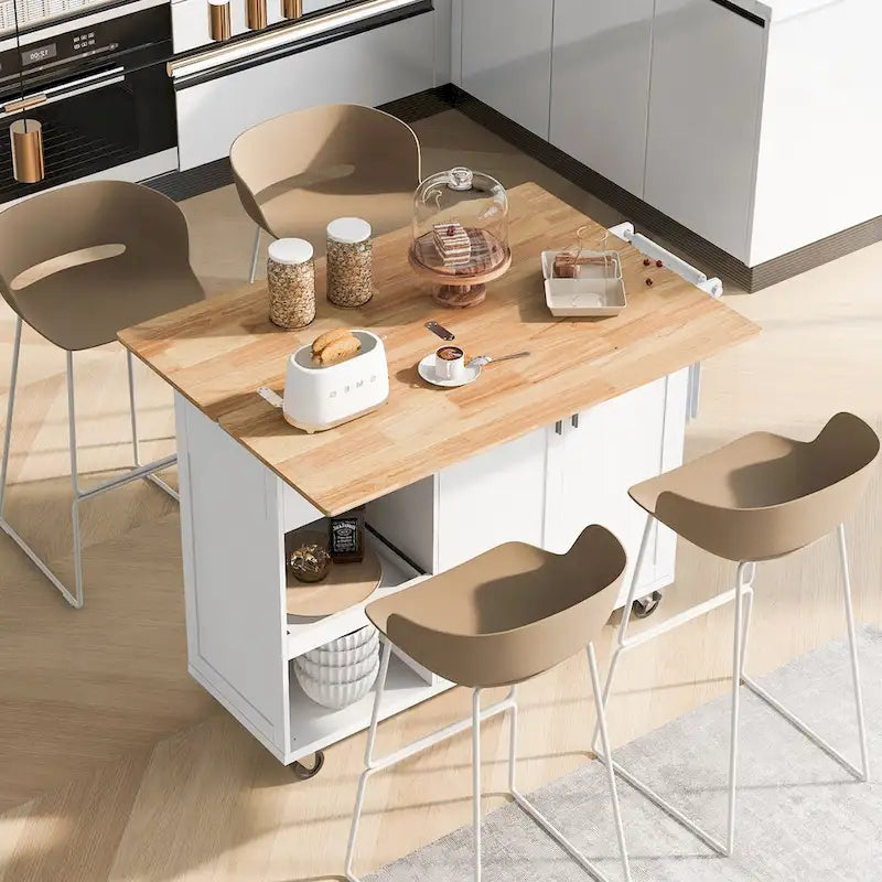 Îlot de cuisine avec plan de travail rabattable (tabouret non inclus)