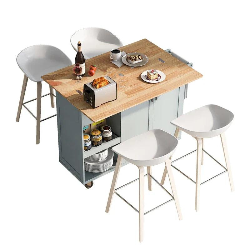 Îlot de cuisine avec plan de travail rabattable (tabouret non inclus)