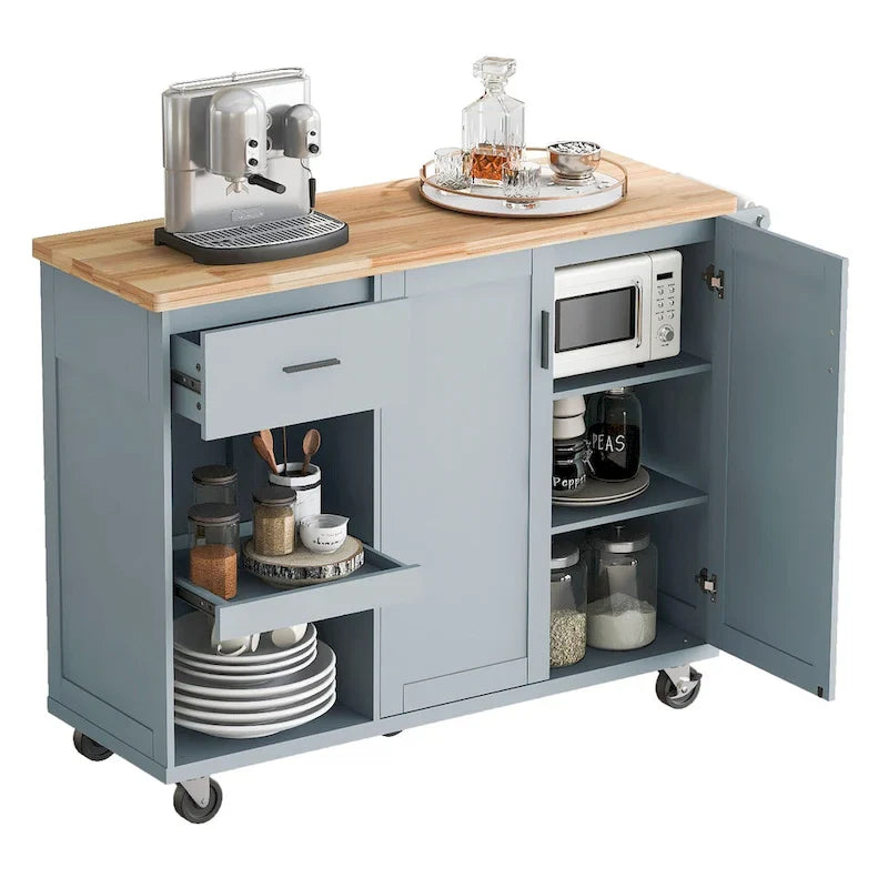 Îlot de cuisine avec plan de travail rabattable (tabouret non inclus)